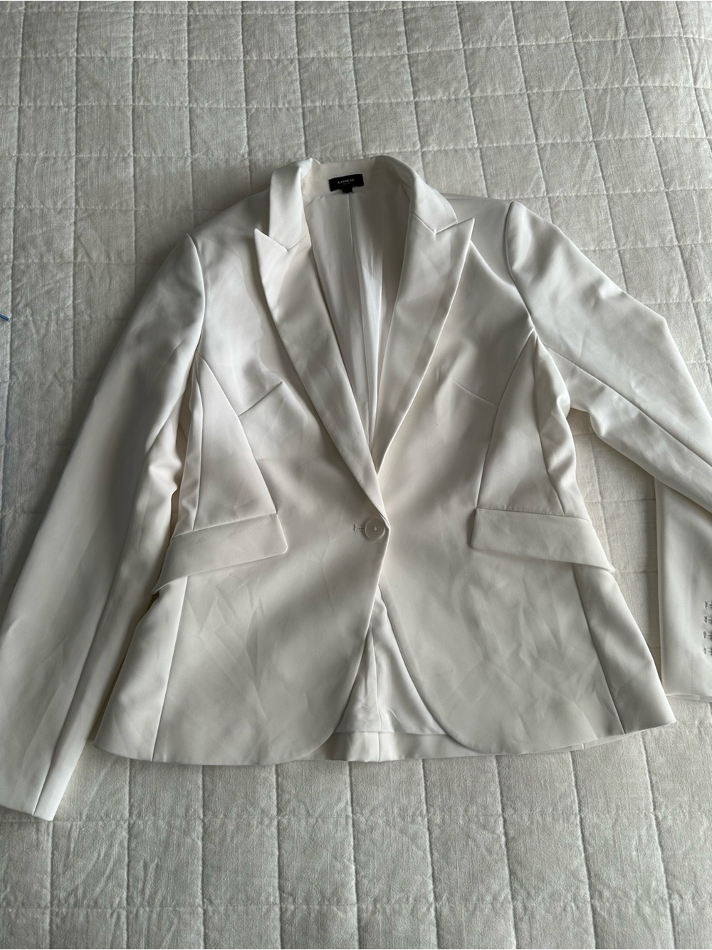 Express White Single-Button Tailored Blazer